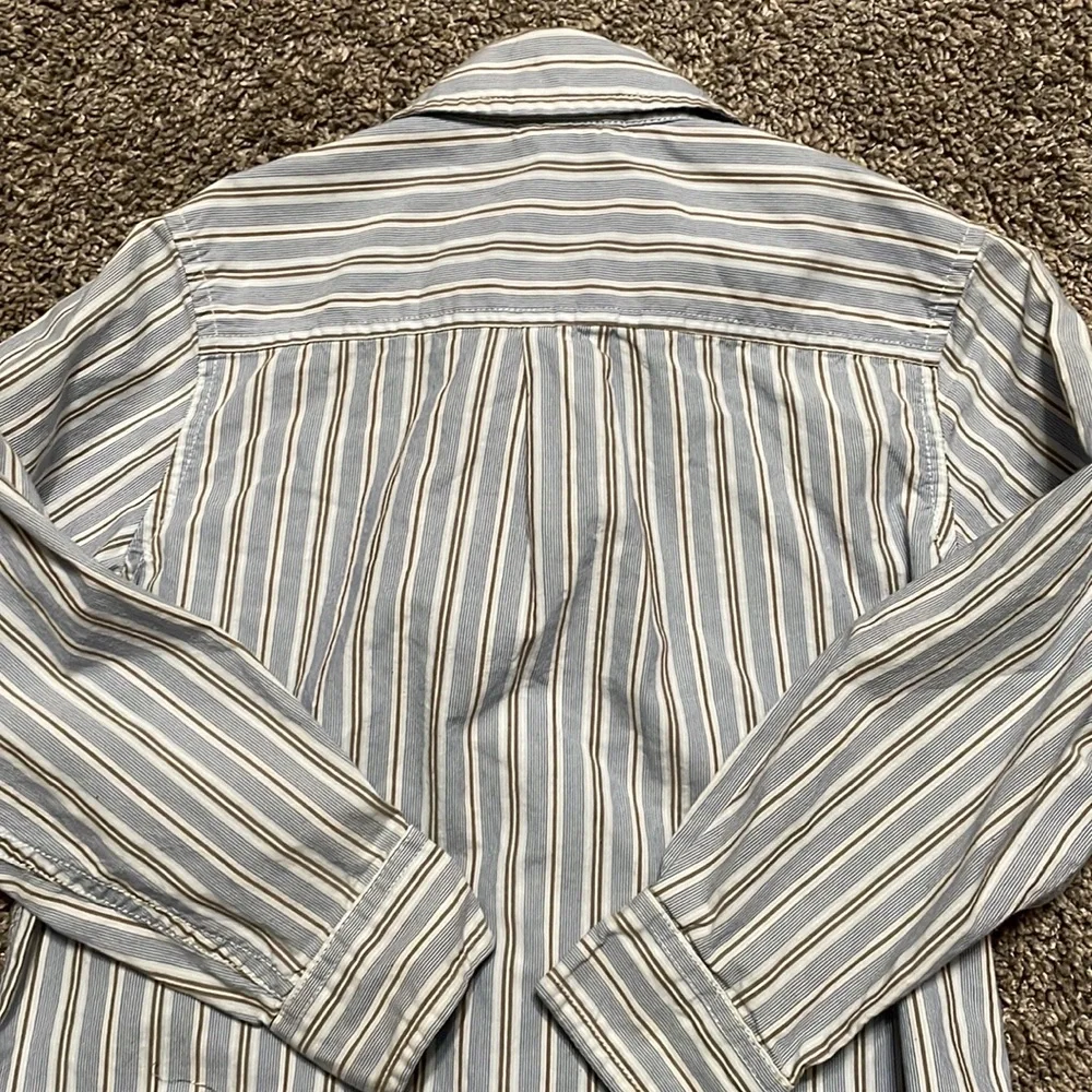 Gap Toddler Boys 5 Year old button‎ down shirt Blue Gray striped great condition